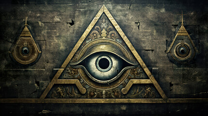 The symbol of the All-Seeing Eye, associated with the Illuminati and Masonic traditions - obrazy, fototapety, plakaty