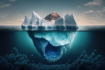 Foto op Canvas Big glacier in the ocean, glacier in the sea, blue sea, digital art style © Ihor