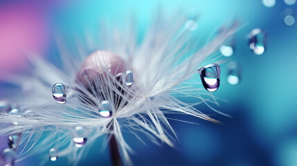 water drop in dandelion seed