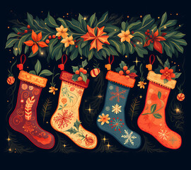 christmas socks set,ai generated