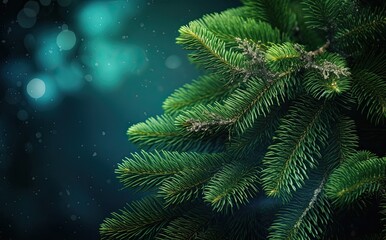 Fototapeta na wymiar Christmas tree leaf background in the style of vibrant colors. Generative AI