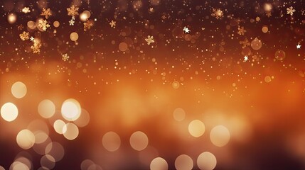 Christmas background with snowflakes, dark red, orange bokeh effect, space for text. Generative AI