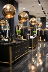 Clothing store's dressing room area with flattering lighting and full-length mirrors, Generative AI