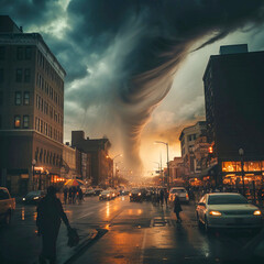 Tornado over a city 