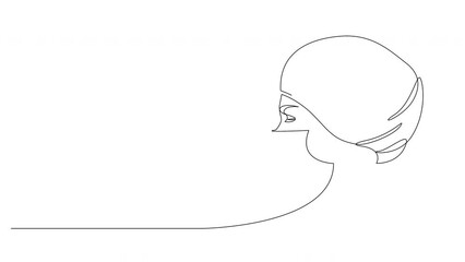 Self drawing animation of one continuous line medical worker wearing face mask and cap. Surgeon or nurse portrait avatar drawn by single line. Concept of coronavirus. - Powered by Adobe