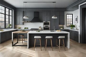 Naklejka na ściany i meble luxury kitchen in white color generated by AI