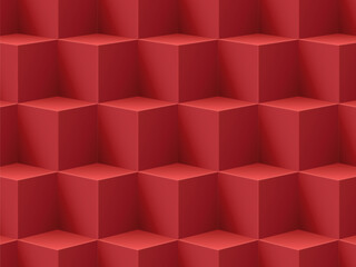 Red cube background for product demonstration. Vector illustration for banner, poster, flyer and advertisement.