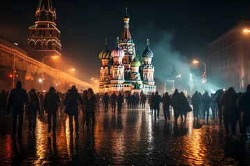 Fototapete Moskau Historic Red Square in Moscow during a cultural event or festival, Generative AI