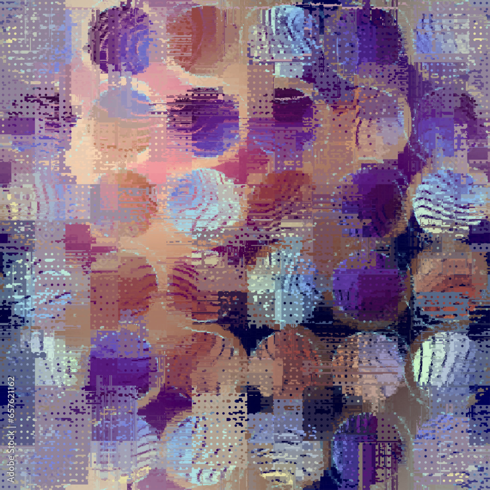 Aufkleber vector image with imitation of grunge datamoshing texture. retro risographs texture.