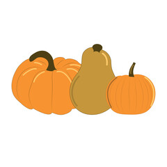A set of orange pumpkins. Design element of cards, banners and invitations for Halloween