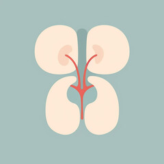 A clean, minimalist representation of a kidney, showcasing its basic form and structure.
