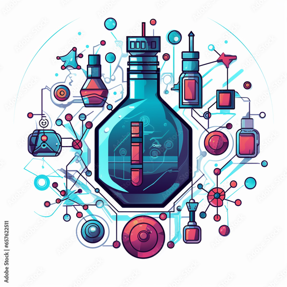 Aufkleber a line art icon of insulin, using specific chemical structures and symbols.