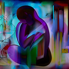 colorful abstraction of a figure in thought
