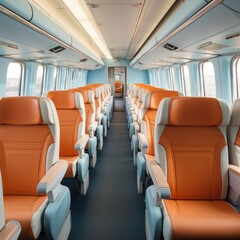 Fototapeta premium Passenger train interior: comfortable, spacious, and stylish design