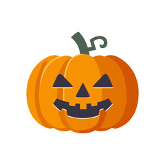 Pumpkin decoration element illustration on white background. Spooky symbol of the Happy Halloween holiday. Flat style vector illustration.