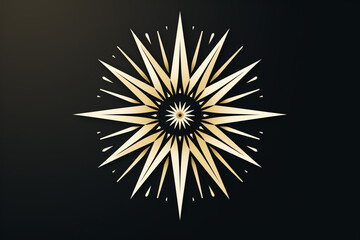 A line art icon sticker of a star, with rays emanating from a central point.