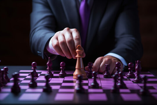 Photo of Mature Cheerful Man Friendly Play Chess Free-time Competition  Isolated Over Purple Color Background Stock Image - Image of fashion,  match: 249617899