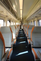 Fototapeta premium Passenger train interior: comfortable, spacious, and stylish design