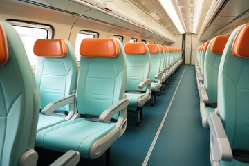 Passenger train interior: comfortable, spacious, and stylish design