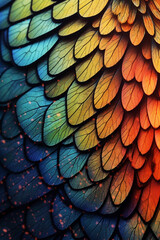 Obraz premium The intricate patterns and textures of a butterfly's wing, revealing the fine scales and unique coloration 