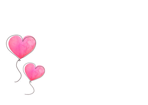 frame of delicate balloons in heart shape copy space on transparent background. Layout for greeting card, invitation. concept of love, Valentine's Day on February 14, romantic relationship