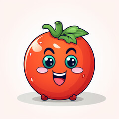 Cute cartoon tomato character. Vector illustration isolated on white background.