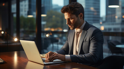 Silhouette concept. Businessmen who are thinking about investing and expanding their business to support business growth. Standing next to a large glass window.