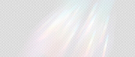  Rainbow Prism Light Effect. Crystal Flare Leak Shadow Overlay on transparent Backdrop. Optical rainbow lights, glare, leak, streak overlay. Vector colorful vector lenses and light flares.