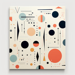 Abstract geometric pattern with circles, lines and dots. Vector illustration.