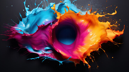 Dripping RGB Color Paint macro Shot on Abstract Painting Background - obrazy, fototapety, plakaty
