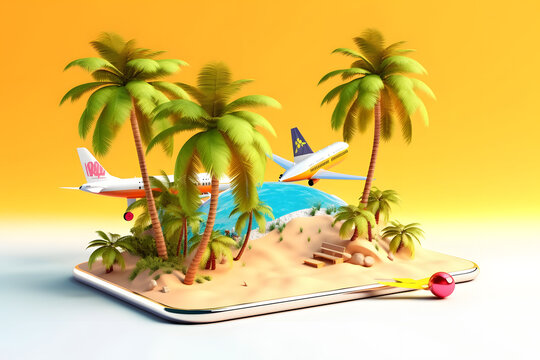 3d rendering style travel elements