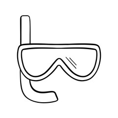 Diving glasses icon. Goggles for swimming. Summer fun. Hand drawn vector illustration.