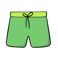 Men's beach shorts. Swimming pool clothes. Summer accessory. Vector illustration in doodle style.