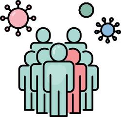 Covid-19 crowd infectious line icon