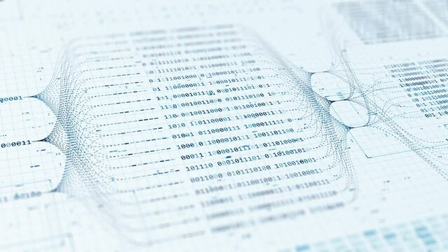 Big data technology and data science abstract background. Data scientist querying. Analysing and visualizing artificial intelligence on virtual screen. AI Data flow concept. Finance neural network ML.