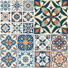 Vintage tiles patterns of India   ,ai generated