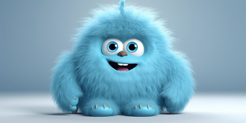 Funny Blue Monster for Laughter and Fun, 
Amusing Cartoon Critter Blue Monster Character, 
Blue Monster Character Design
