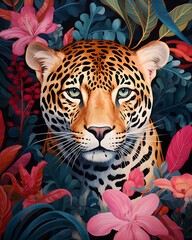  leopard in the jungle thicket  ,ai generated
