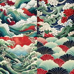 pattern Japanese multi colour  ,ai generated