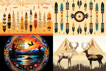 native American nature patterns native American art   ,ai generated