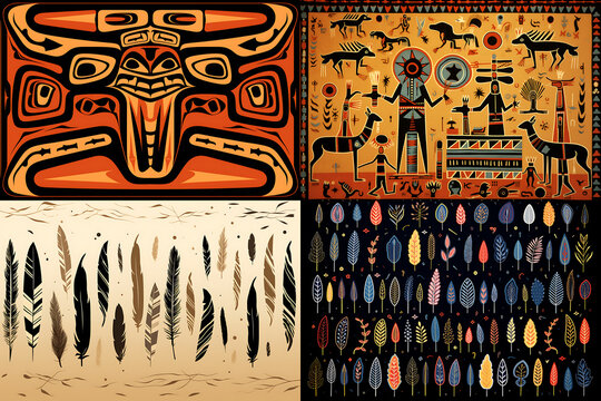 native American nature patterns native American art   ,ai generated