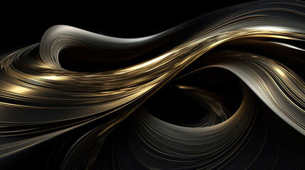 Minimalist Abstract With Wave or Curves of Grey and Gold Background