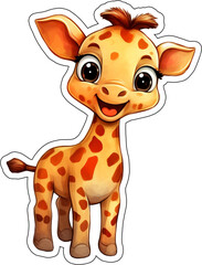 Fototapeta premium Giraffe Sticker with cut lines