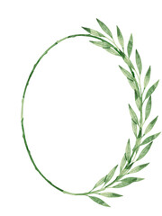 Naklejka premium Floral wreath with green willow leaves. Floral illustration. Floral decoration for wedding, invitations, cards, wall art.