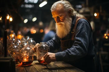Deurstickers Skilled glassblower creating intricate beer steins at a craft stall, Generative AI  © Shooting Star Std