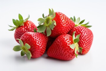 Strawberries isolated on white background, closeup view