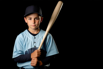 Obraz premium Photo of a young boy holding a baseball bat