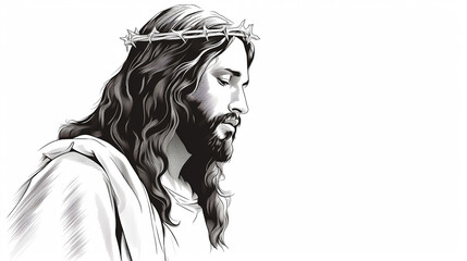 jesus cristo Desenho de uma linha isolado em fundo branco