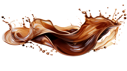 Splash of Hot Coffee Rich Brown Isolated on White Background