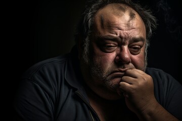 Obraz premium Vivid Fatigue: Lifelike Portrait of Malaise with Gray Undertones